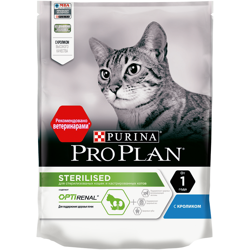 Purina Pro Plan "Sterilised" Корм сухой для кошек Кролик от зоомагазина Дино Зоо