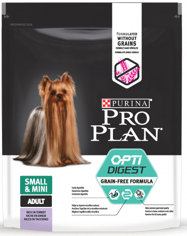 Корм сухой для собак мелких и карликовых пород Grain Free, с индейкой, Purina Pro Plan