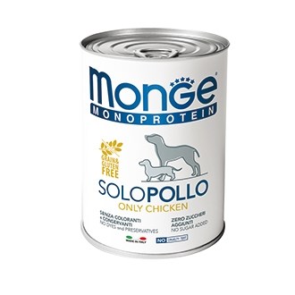 Dog Monoproteico Solo консервы для собак паштет из курицы, Monge от зоомагазина Дино Зоо