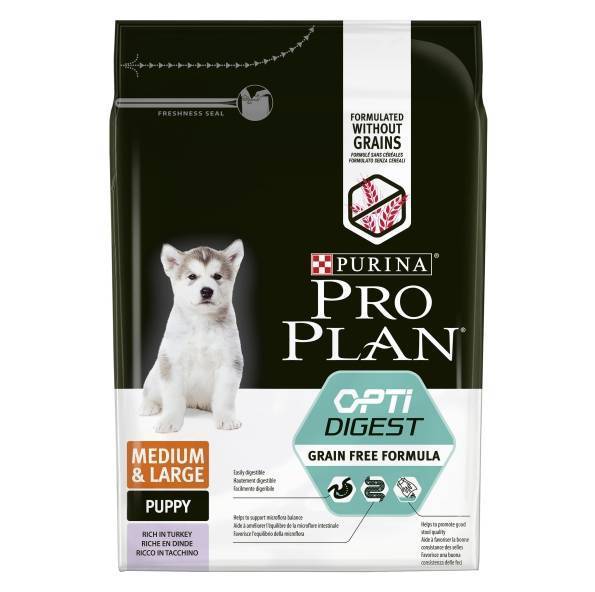 Purina Pro Plan  Grain Free "Puppy Medium&Large для щенков Индейка от зоомагазина Дино Зоо