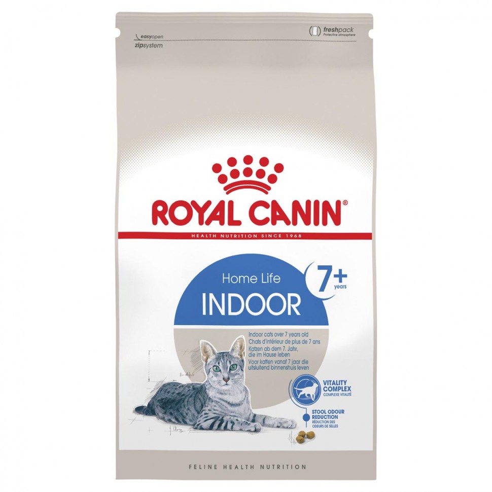 Indoor 7+ корм для пожилых домашних кошек старше 7 лет, Royal Canin