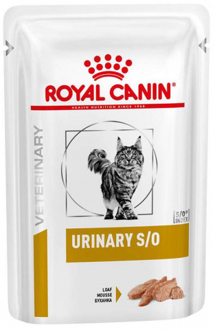 Urinary S/O влажный корм для кошек при заболеваниях дистального отдела мочевыделительной системы, паштет, Royal Canin
