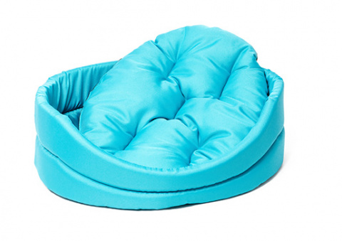лежанка овальная с подушкой голубая 48*40*15см, Dog Fantasy