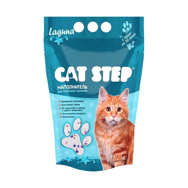 Наполнитель для кошачьих туалетов Cat Step "Лагуна" 3,8л, силикагелевый впитывающий от зоомагазина Дино Зоо