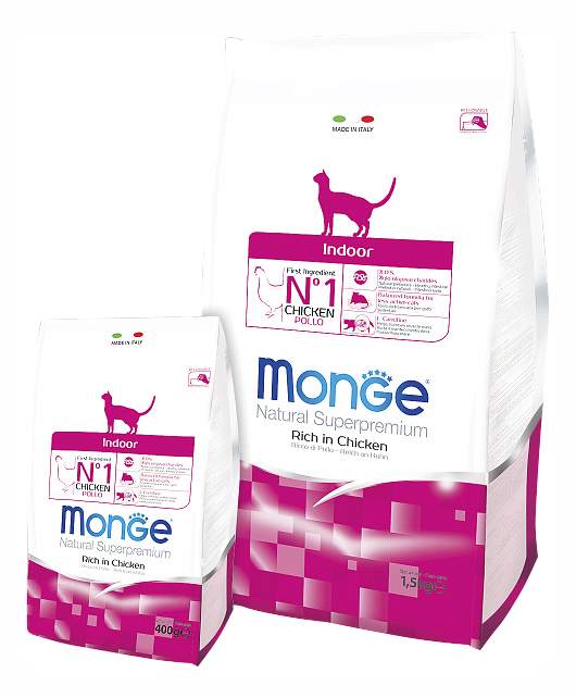 Сухой корм для домашних кошек Monge Indoor с низкой физической активностью, с курицей от зоомагазина Дино Зоо