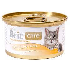 Care Cat консервы для кошек, с тунцом, морковью и горохом, Brit от зоомагазина Дино Зоо