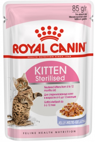 Kitten Sterilised нежные кусочки в желе для стерилизованных котят от 6 до 12 месяцев, Royal Canin