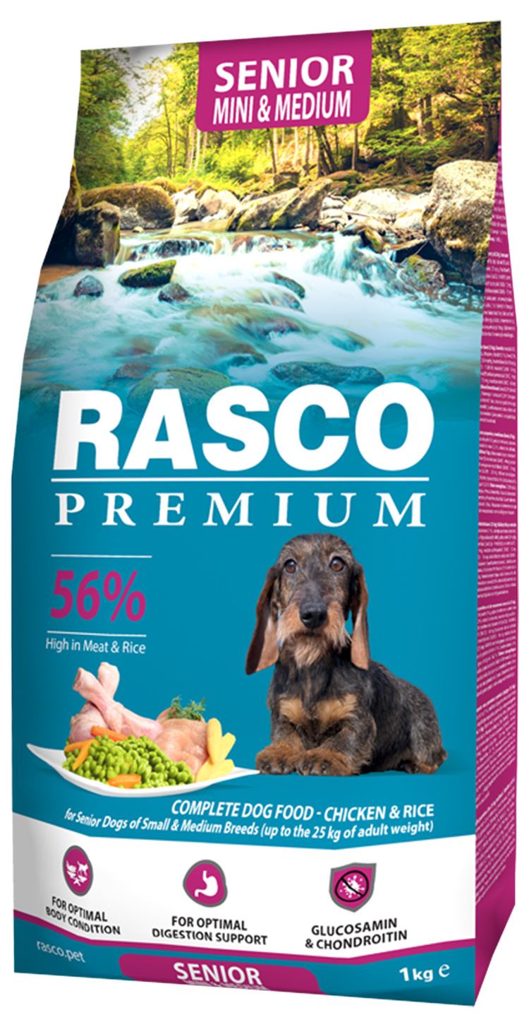 Rasco Premium Сухой корм с курицей для пожилых собак мини и средних пород