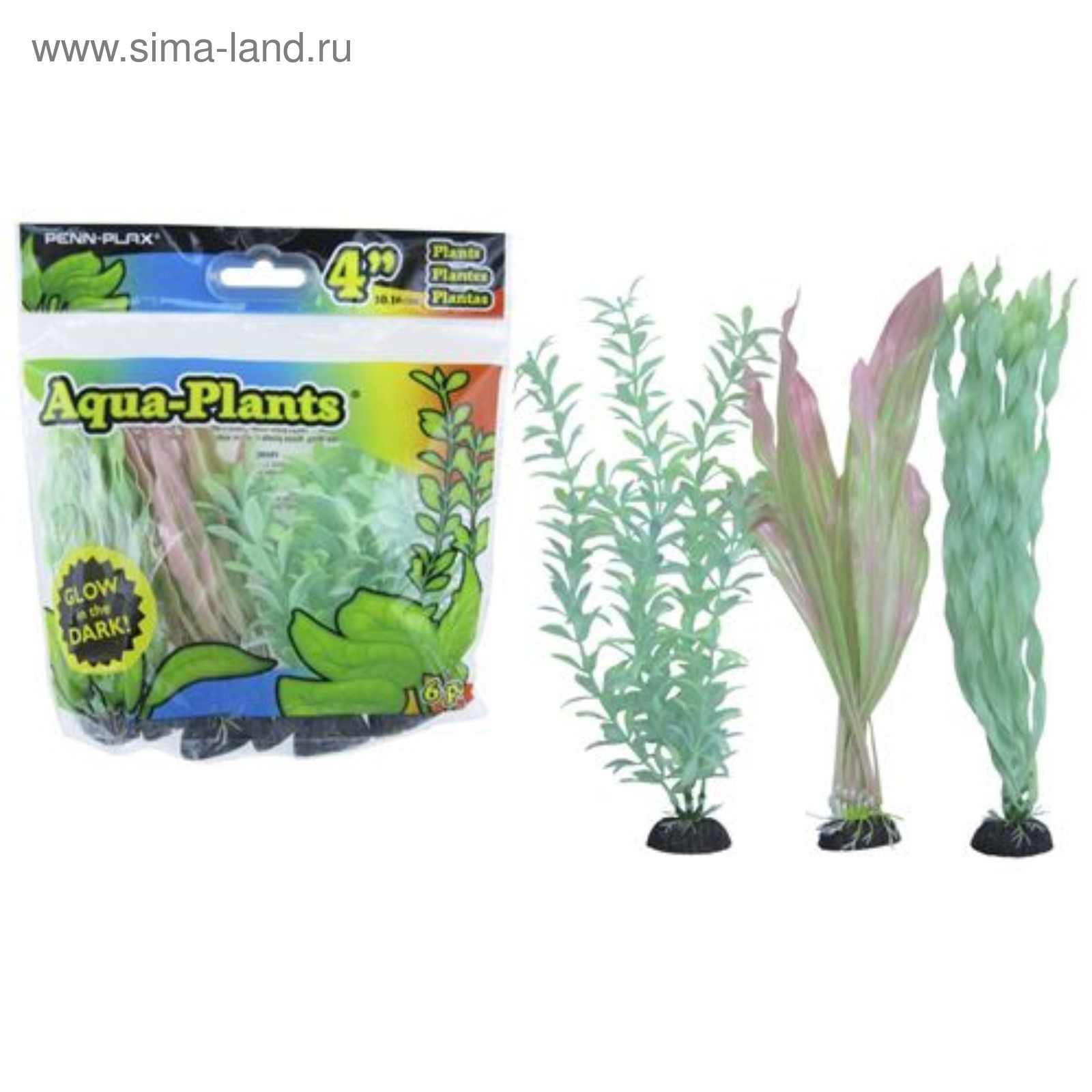 Растение AQUA-PLANTS 30см с грузом зел/светящееся 6шт/уп от зоомагазина Дино Зоо