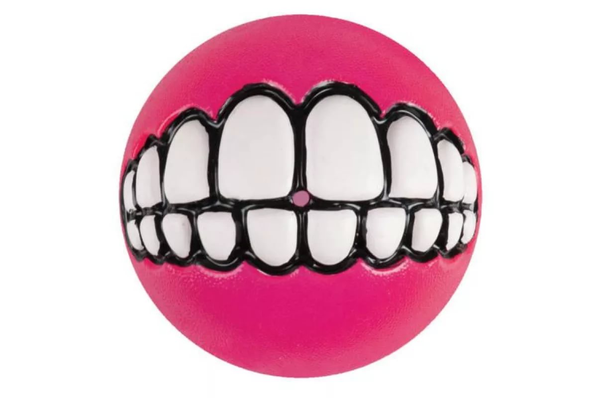 Игрушка для собак латексная мяч с зубами розовый 7,8см Rogz от зоомагазина Дино Зоо