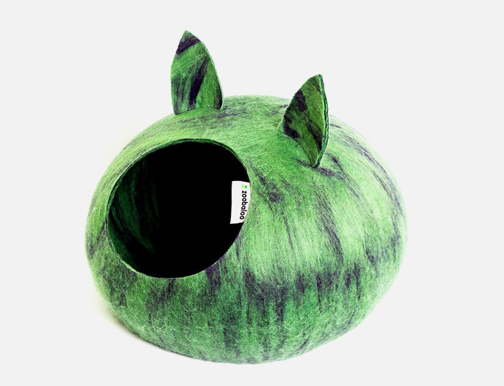 Домик для кошек и собак Слипер с ушками WoolPetHouse, мультиколор зеленый, размер М