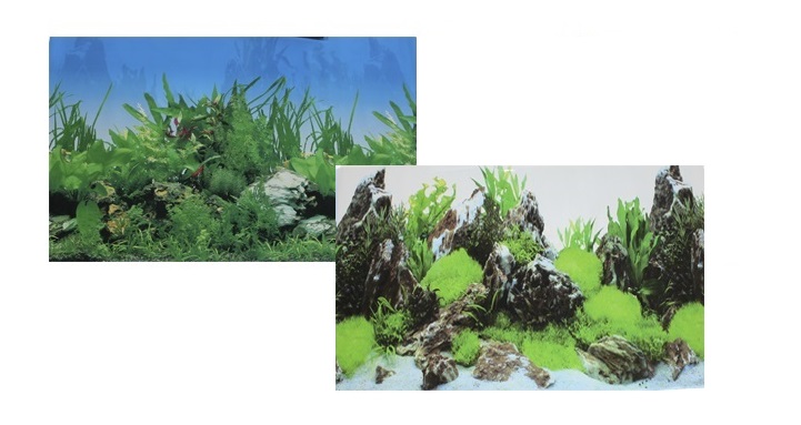 Фон для аквариума двухсторонний Растительный/Скалы с растениями 50х100см (9003/9028), Prime