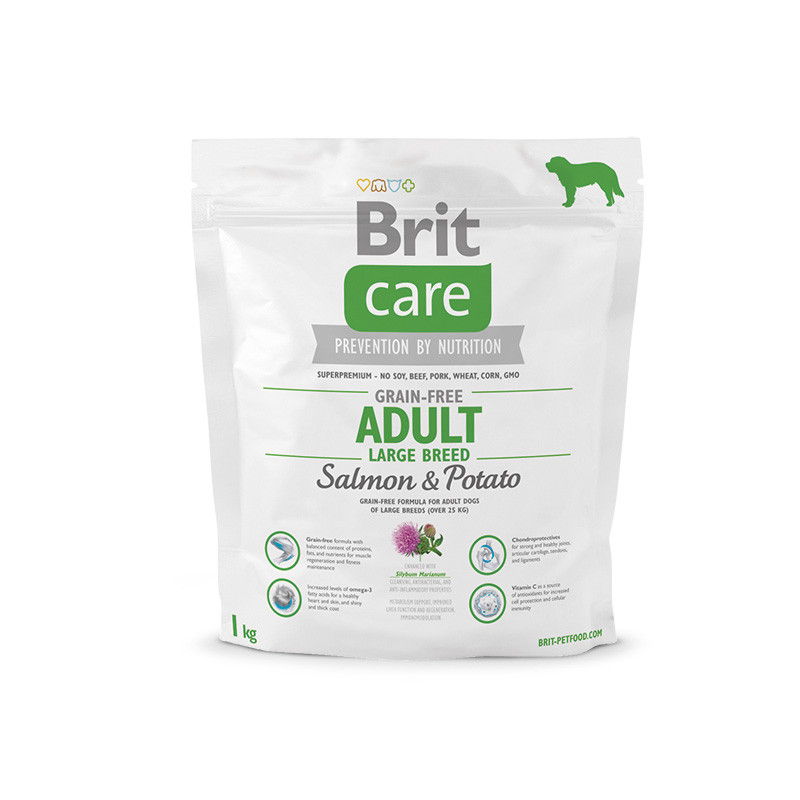 Care Grain-free Adult Large Breed корм для взрослых собак крупных пород (более 25 кг), с лососем и картофелем, Brit