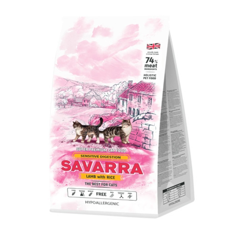 SAVARRA Sensitive Cat Сухой корм для взрослых кошек с чувствительным пищеварением Ягненок/рис от зоомагазина Дино Зоо