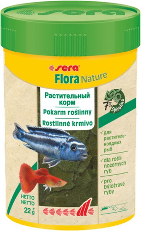 Sera Flora Корм для рыб растительный в хлопьях, 100 мл., 22 г от зоомагазина Дино Зоо