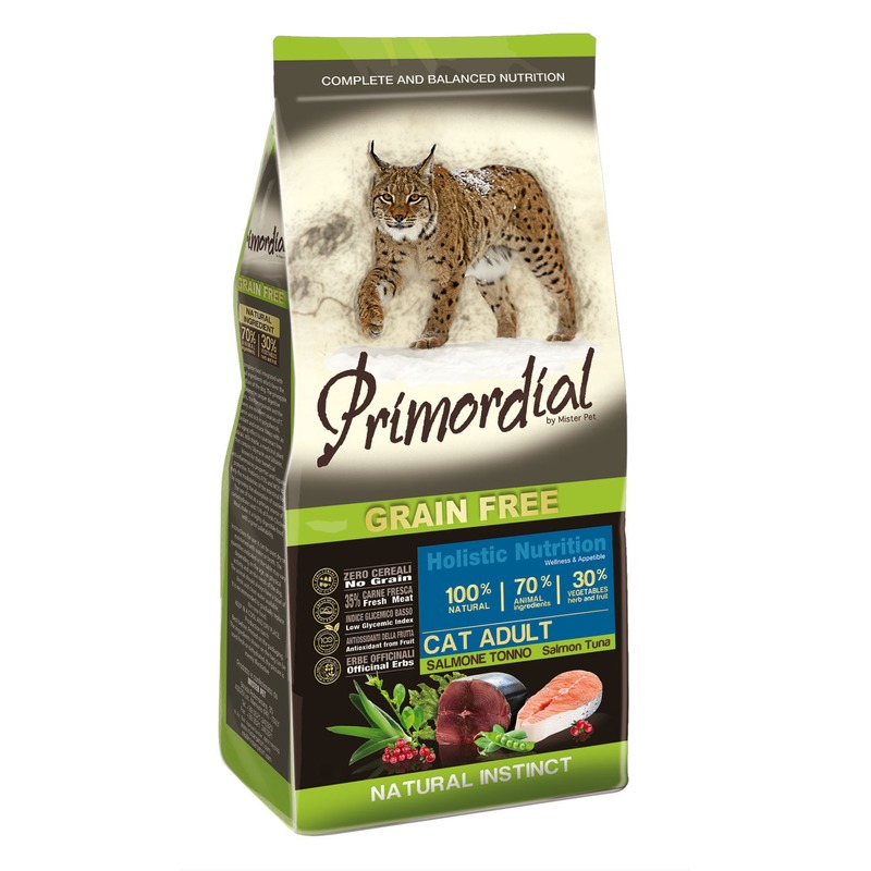 Primordial Корм сухой для кошек беззерновой лосось/тунец от зоомагазина Дино Зоо