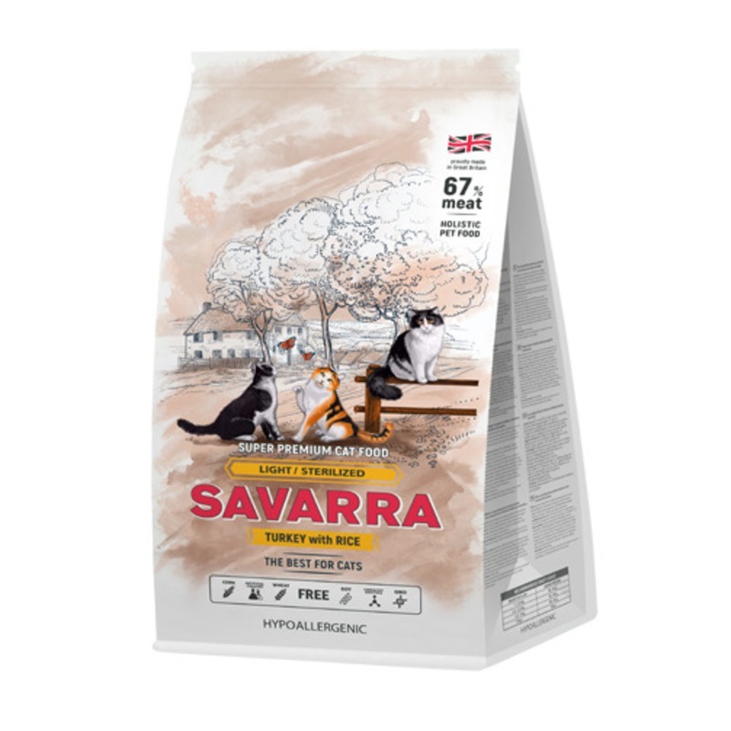 SAVARRA Light Cat Сухой корм для взрослых кошек с избыточным весом и стерилизованных Индейка/рис от зоомагазина Дино Зоо