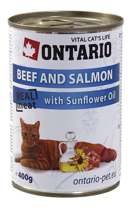 Ontario консервы с говядиной, лососем и растительным маслом