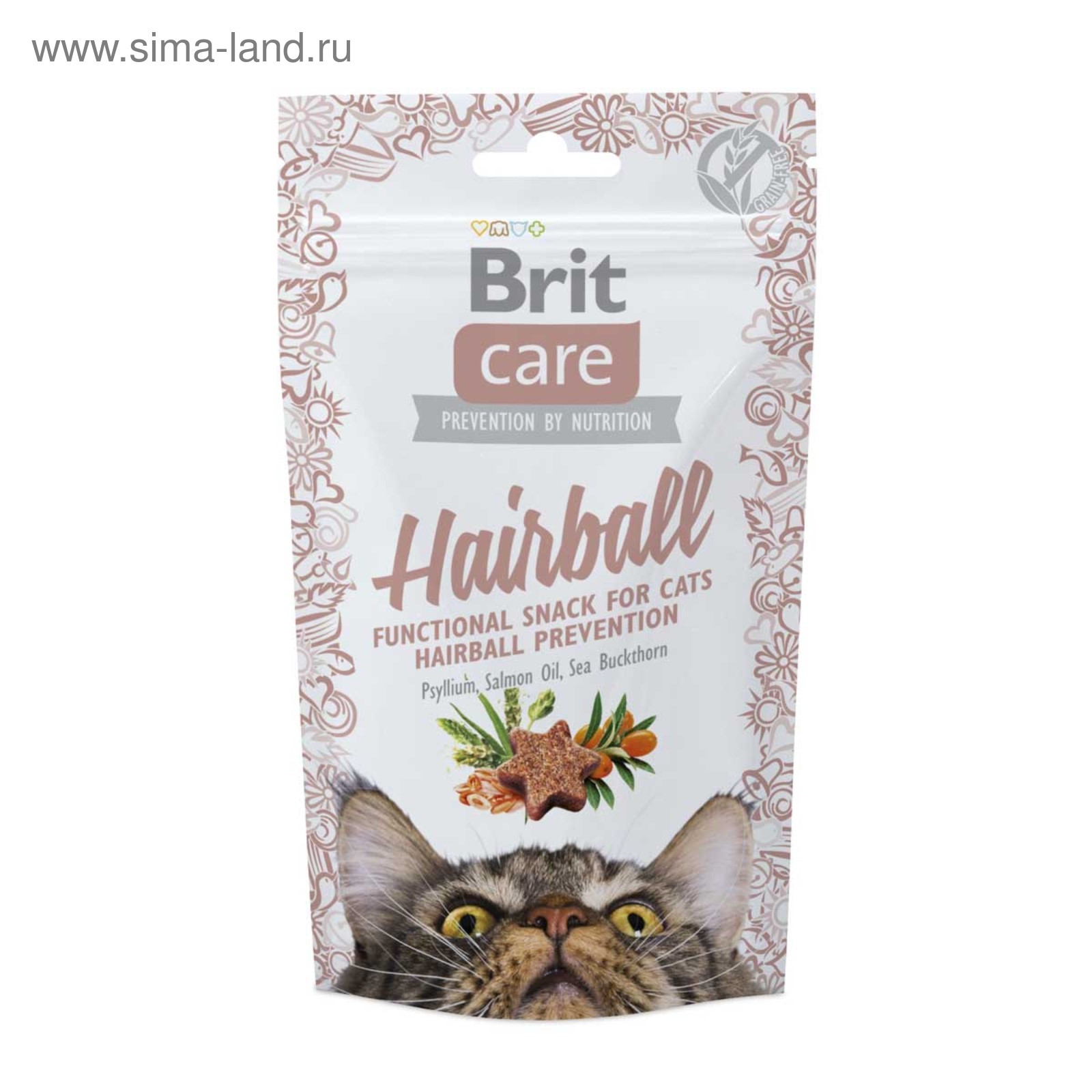 Care Hairball лакомство для кошек для вывода комков шерсти, Brit от зоомагазина Дино Зоо