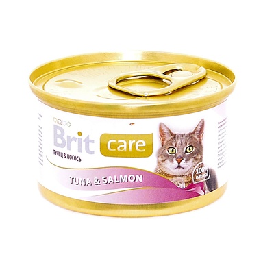 Care Cat консервы для кошек, с тунцом и лососем, Brit