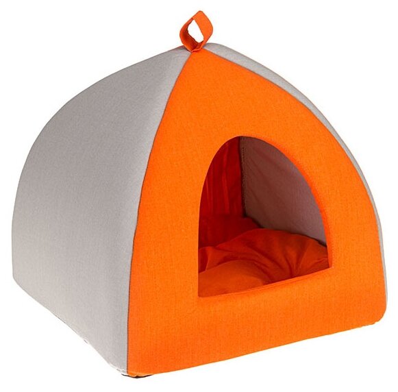 Мягкий домик-юрта TIPI Medium для кошек светло-серый с оранжевым, Ферпласт от зоомагазина Дино Зоо