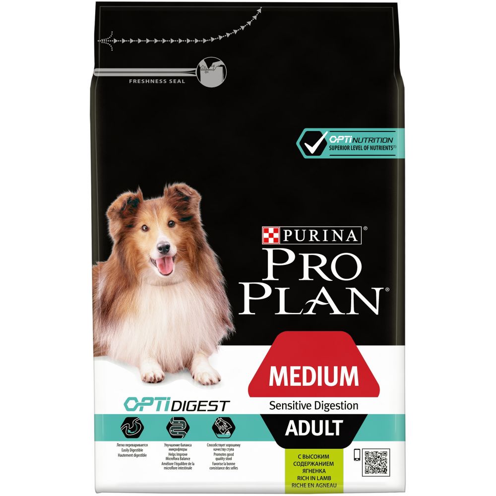 Purina Pro Plan  Корм  для собак средних пород с чувствительным пищеварением Ягненок от зоомагазина Дино Зоо