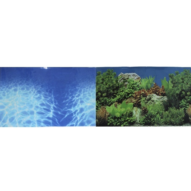 Фон для аквариума двухсторонний Синее море/Растительный пейзаж 30х60см (9063/9071), Prime