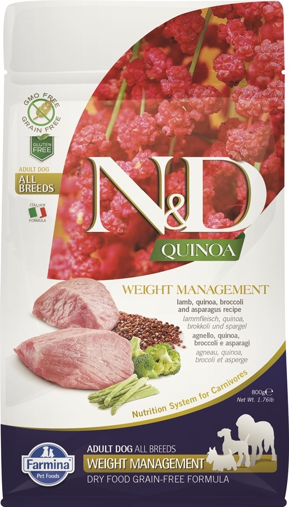"N&D" Quinoa корм сухой для собак, контроль веса Ягненок, Farmina