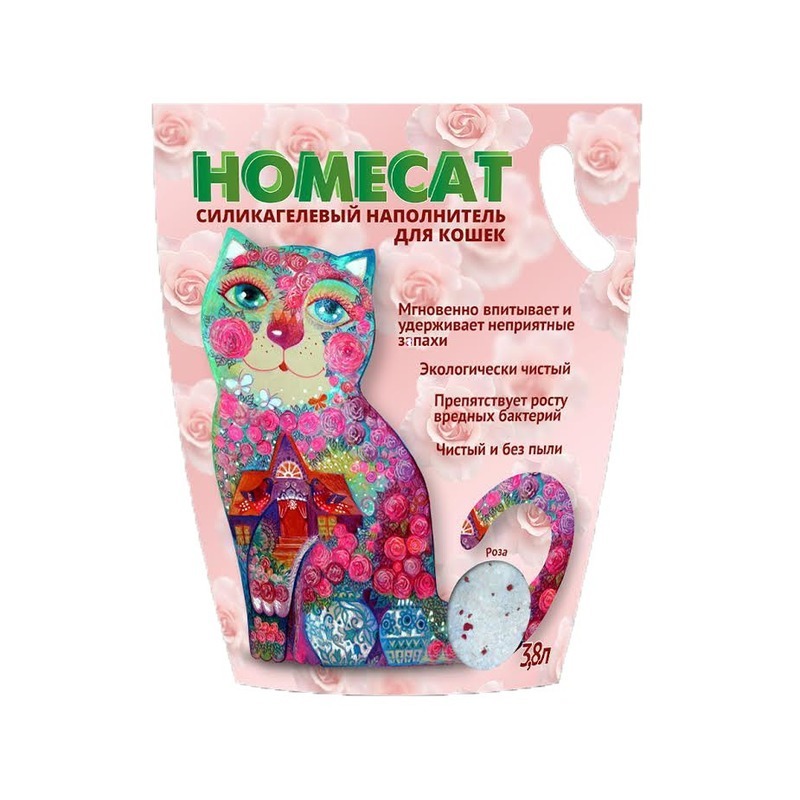 Наполнитель для туалета HOMECAT силикагель 3,8л роза, HomeCat от зоомагазина Дино Зоо
