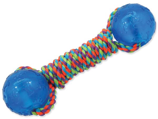 Игрушка для собак резиновая 2 синих мячика на веревке 24 см, Dog Fantasy