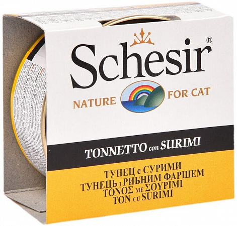 Schesir 85 г Корм консервы для кошек тунец/сурими (банка) от зоомагазина Дино Зоо