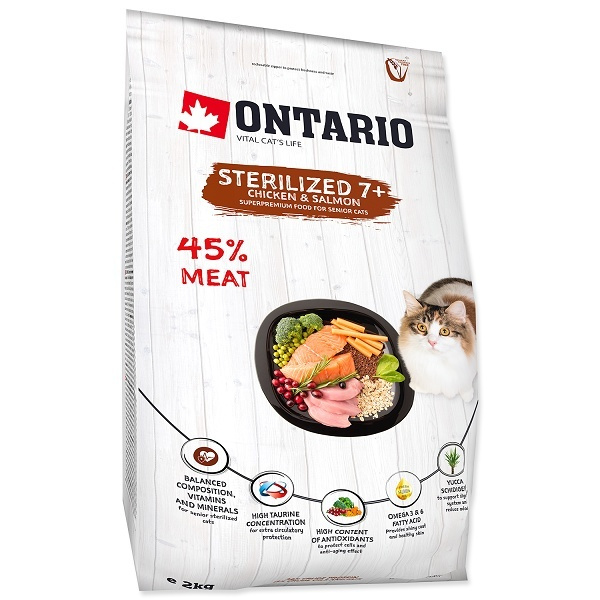 Ontario сухой корм для пожилых стерелизованных кошек курица/рыба (7+) от зоомагазина Дино Зоо
