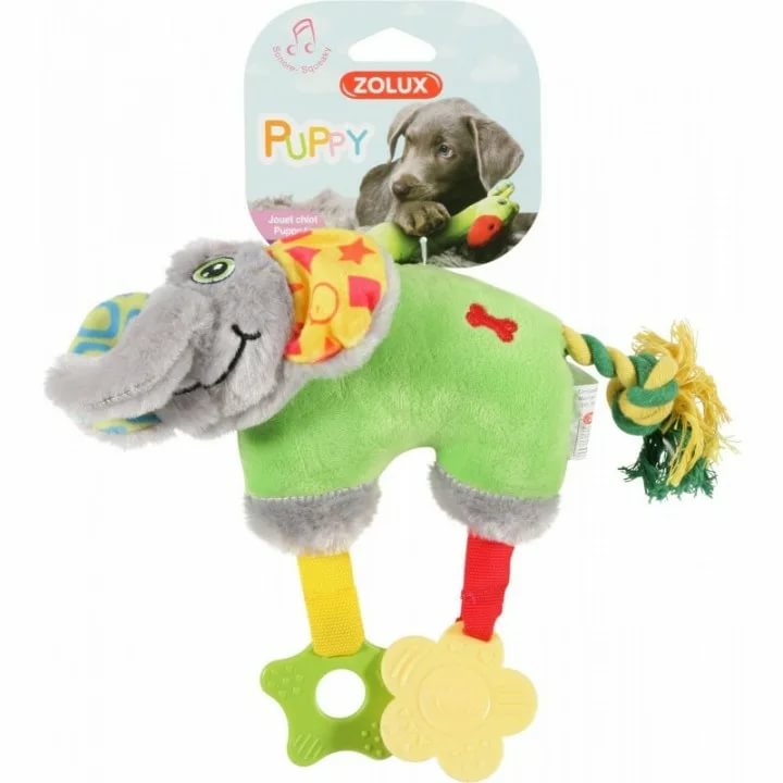Золюкс Игрушка плюшевая для собак Слон, зелёная