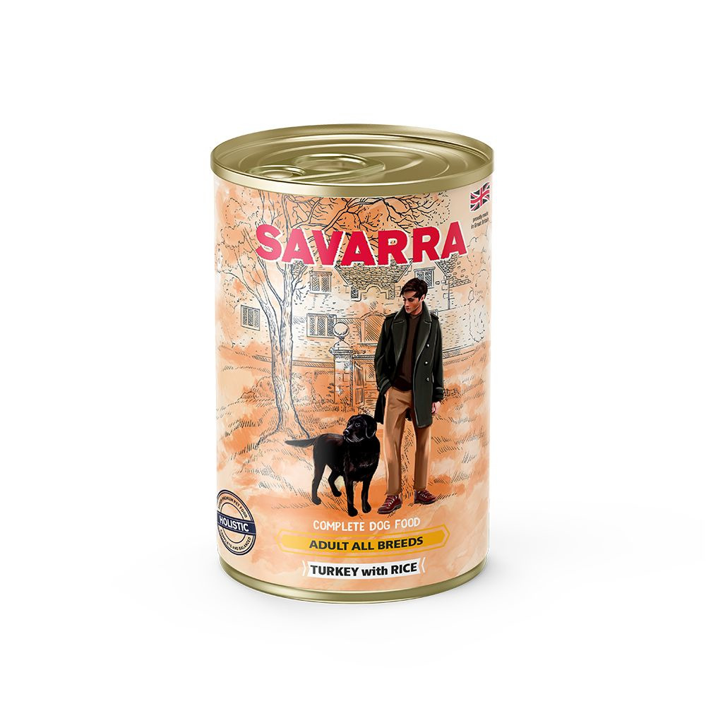 SAVARRA 395г. Adult Dog консервированный корм для собак Индейка/Рис от зоомагазина Дино Зоо