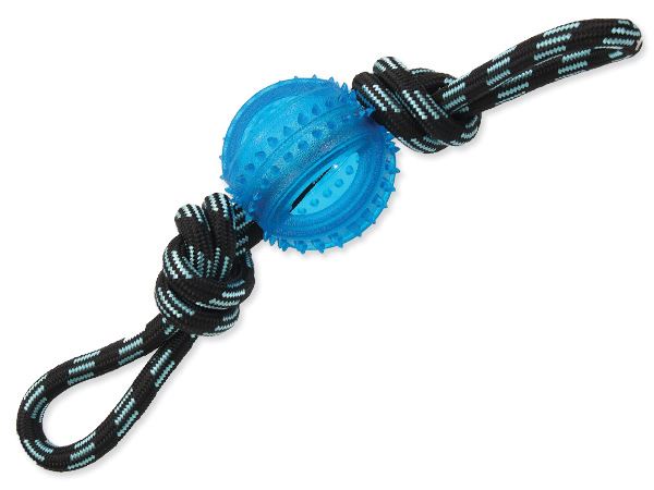 Игрушка для собак резиновая мячик синий на веревке 33 см  Dog Fantasy