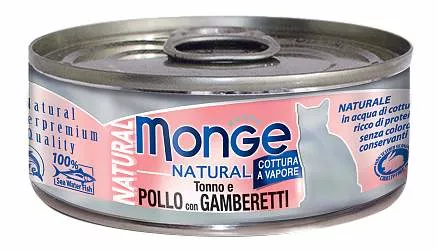Monge Cat Natural консервы для кошек тунец с курицей и креветками от зоомагазина Дино Зоо