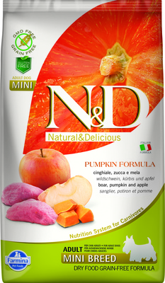 Farmina N&D  Pumpkin&Boar&Apple Adult MINI корм для взр соб мелких пород Тыква/Кабан/Яблоко от зоомагазина Дино Зоо