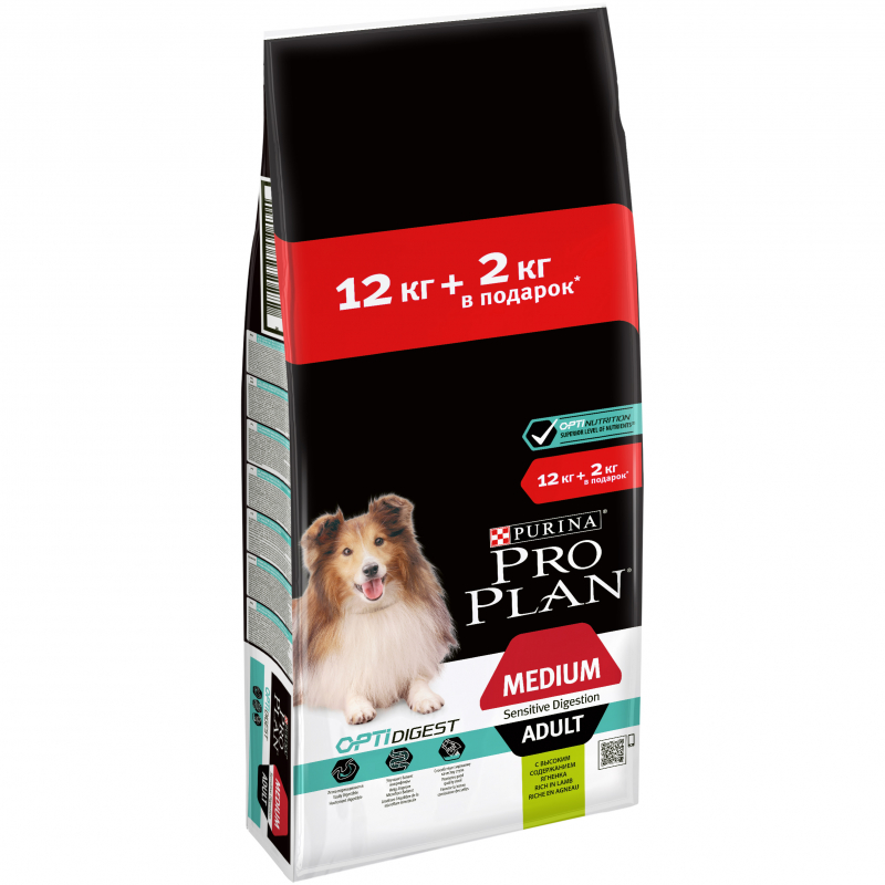 Purina Pro Plan  "Adult  Medium Sensitive Digestion "корм сухой для собак средних пород Ягненок от зоомагазина Дино Зоо