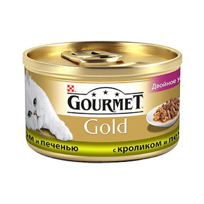 Gold консервы для кошек, с кроликом и печенью, Gourmet от зоомагазина Дино Зоо