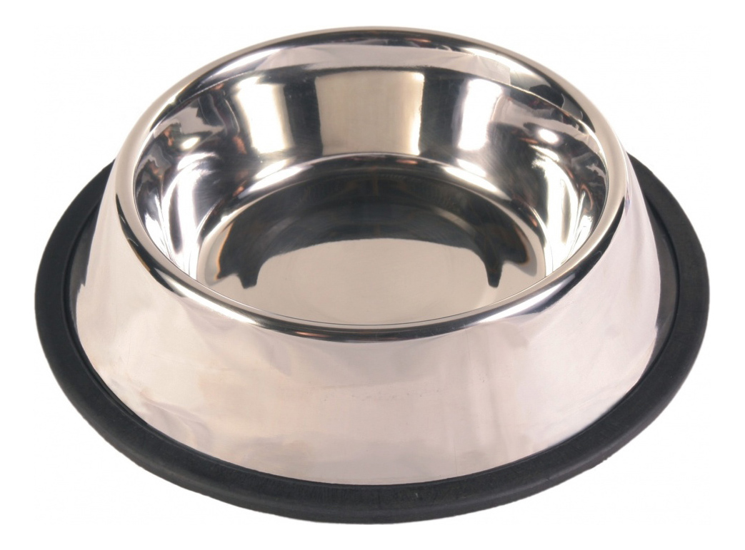 Одинарная миска для кошек и собак TRIXIE, сталь, резина, серебристый, 2.8 л