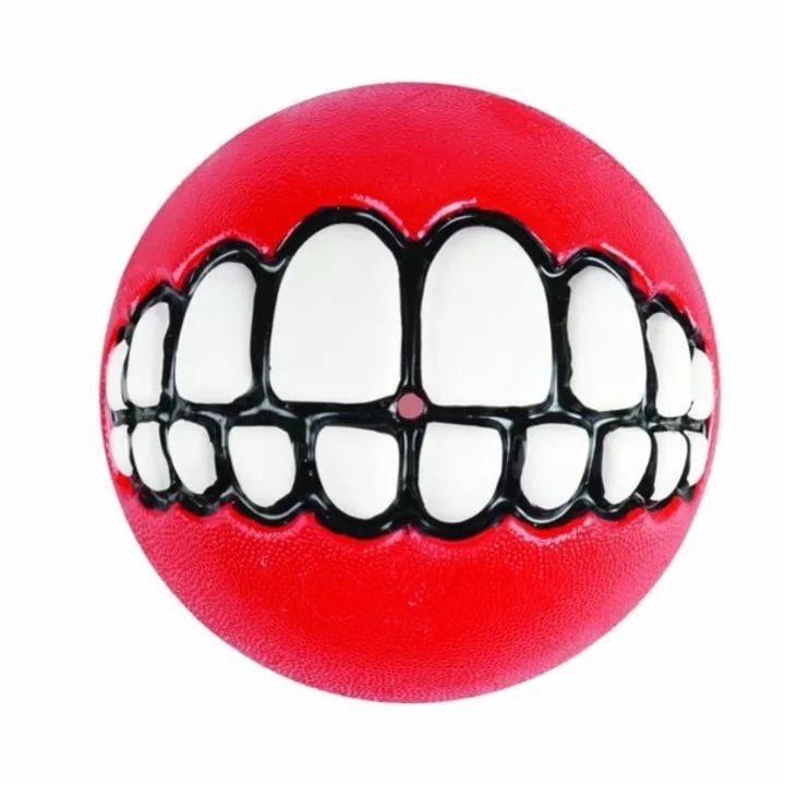 Игрушка для собак латексная мяч с зубами красный 6,4см Rogz от зоомагазина Дино Зоо