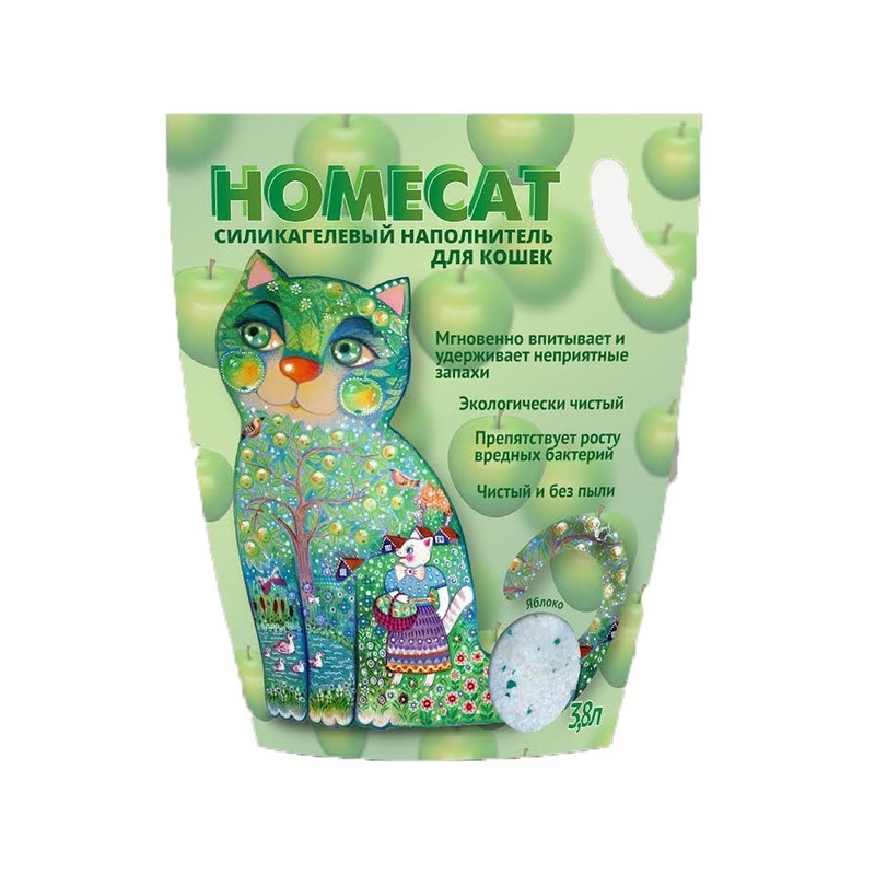 Наполнитель для туалета HOMECAT силикагель 3,8л яблоко, HomeCat от зоомагазина Дино Зоо