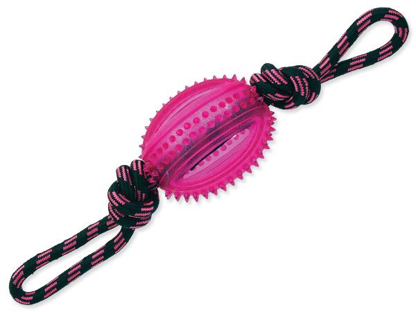 Игрушка для собак резиновая мяч регби фиолетовый на веревке 38 см Dog Fantasy