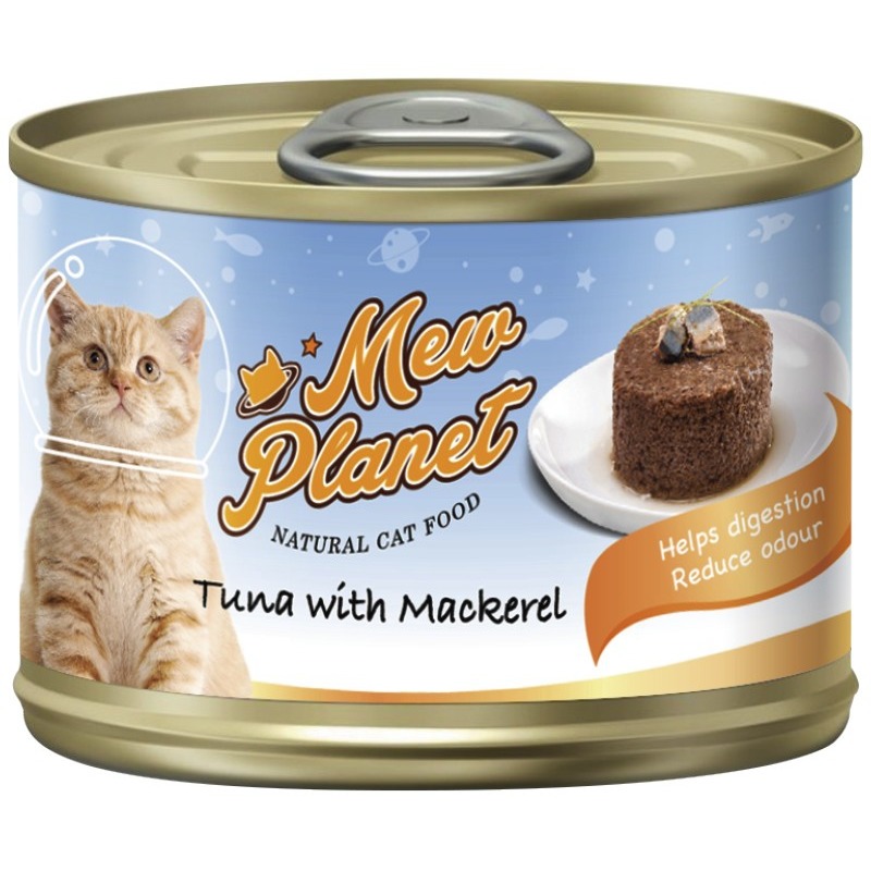 Pettric Mew Planet Корм консервированный для кошек Тунец/Скумбрия паштет от зоомагазина Дино Зоо