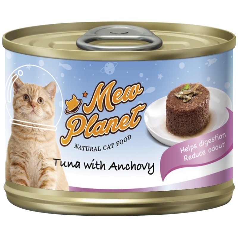 Pettric Mew Planet Корм консервированный для кошек Тунец/Анчоусы паштет