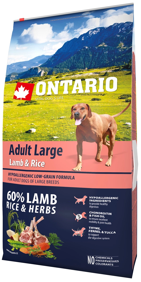 Ontario корм сухой Dog Adult Large Lamb & Rice низкозерновой для взрослых собак крупных пород с ягненком и рисом