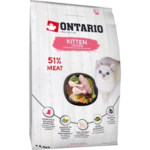 Ontario корм сухой для котят с курицей от зоомагазина Дино Зоо