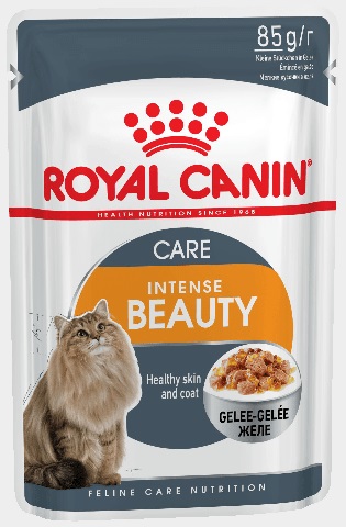 Intense Beauty влажный корм для поддержания красоты шерсти кошек в желе, Royal Canin от зоомагазина Дино Зоо