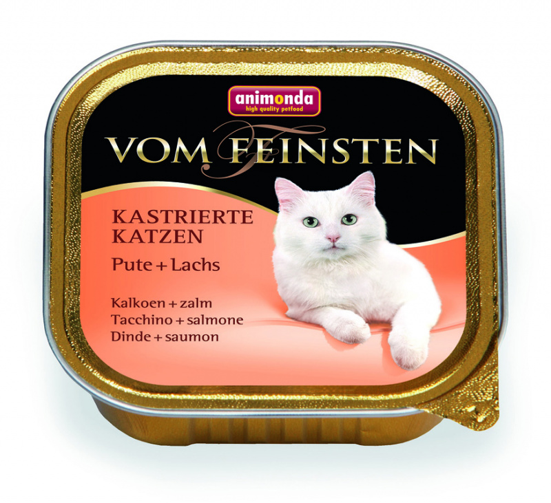 Vom Feinsten Castrated Cats консервы для стерилизованных кошек, с индейкой и лососем (100 г), Animonda от зоомагазина Дино Зоо