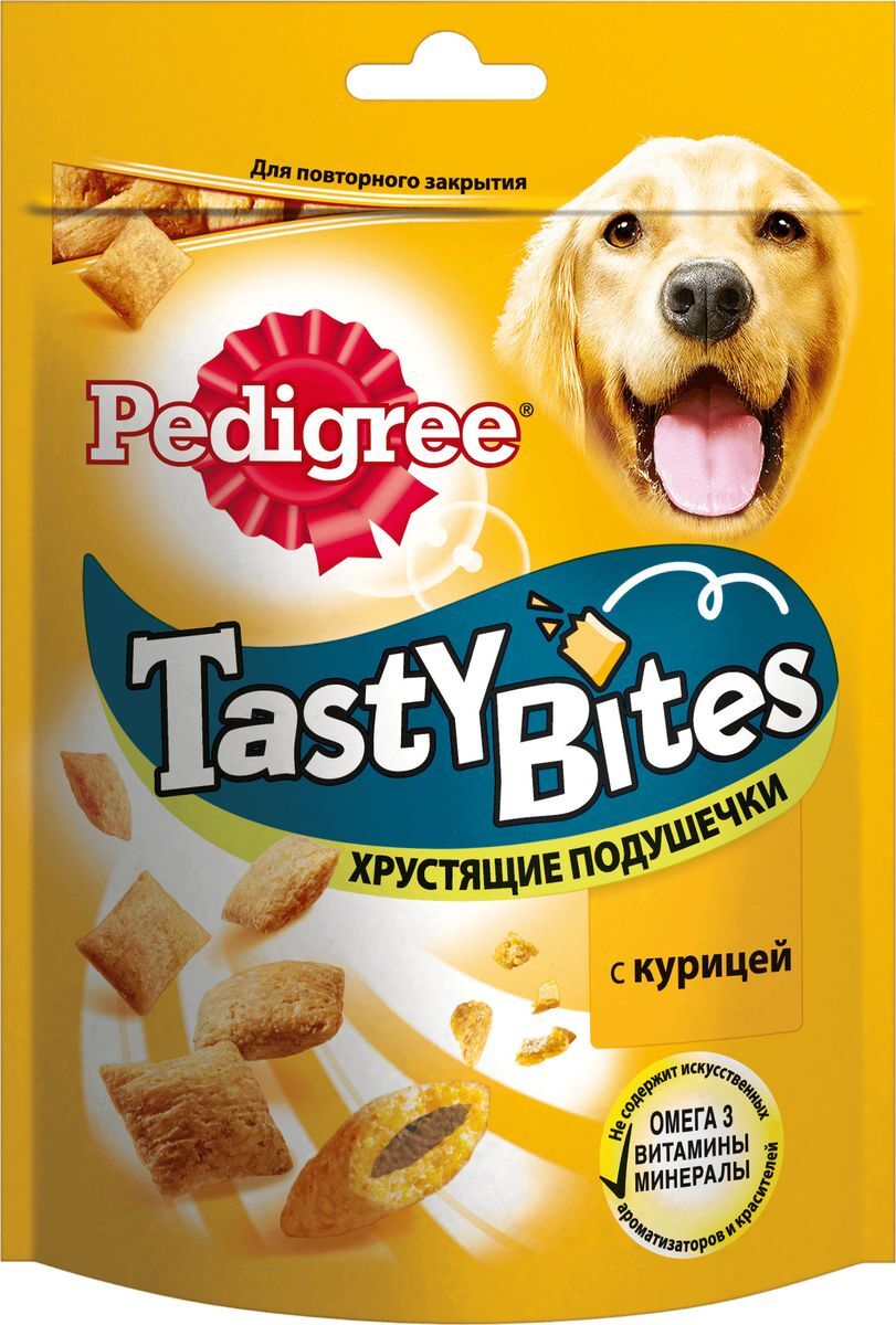 "Tasty Bites" Лакомство для собак Хрустящие подушечки с Курицей, Pedigree
